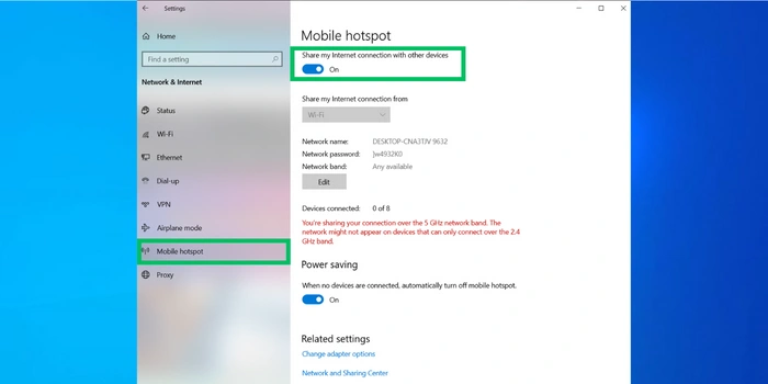 Turn On Mobile Hotspot On PC