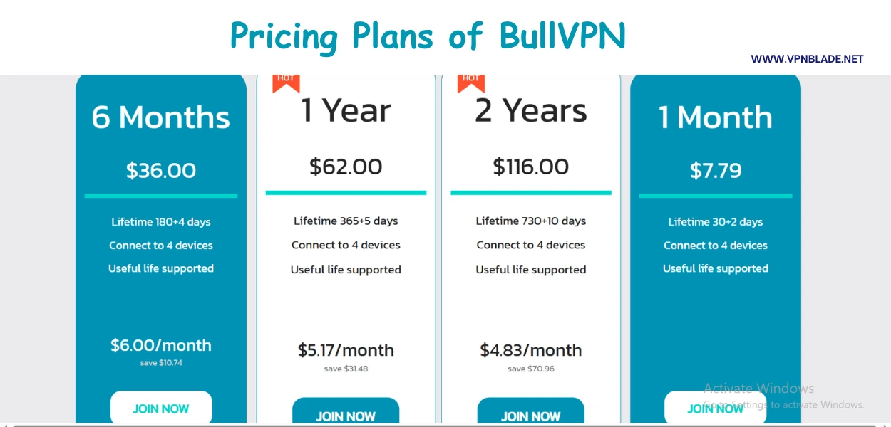 Cost Of BullVPN
